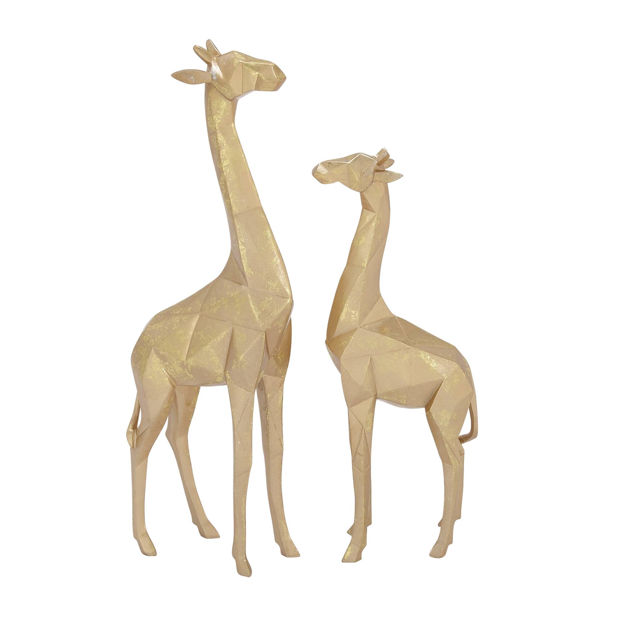 CosmoLiving by Cosmopolitan Gold Polystone Modern Giraffe Sculpture Set